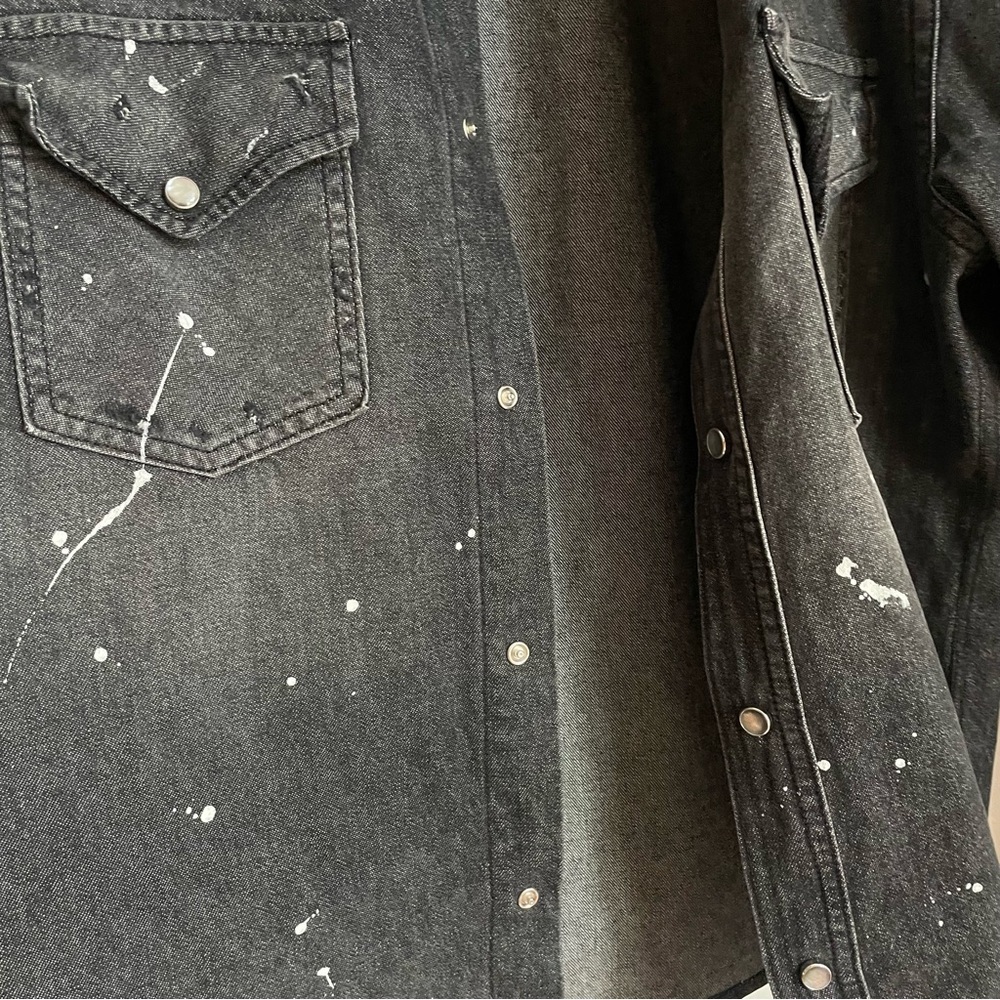 AMIRI Western Denim Paint Shirt In Black S - Picture 8 of 13